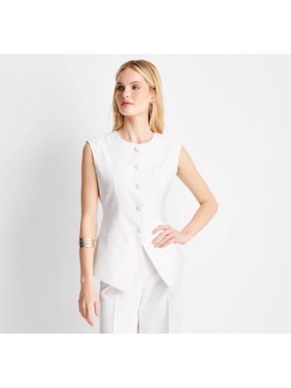 Future Collective Jeneé Naylor White Top with Yellow Tag - Picture 5 of 6